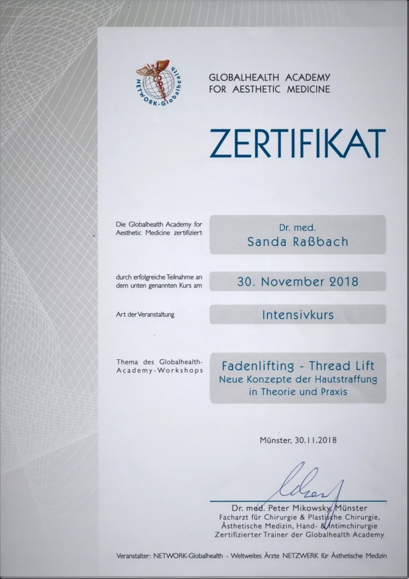 28. Fadenlifting Neue Konzepte Intensivkurs 13.11.2018